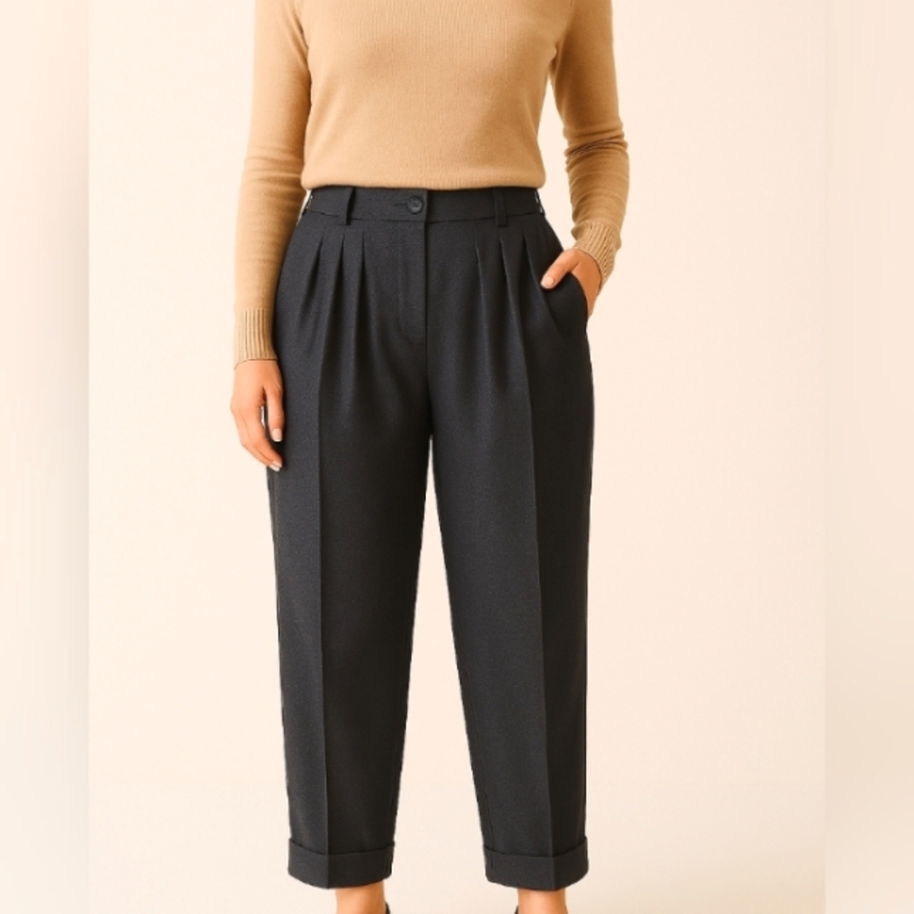 Tailored Pleated Black Trousers